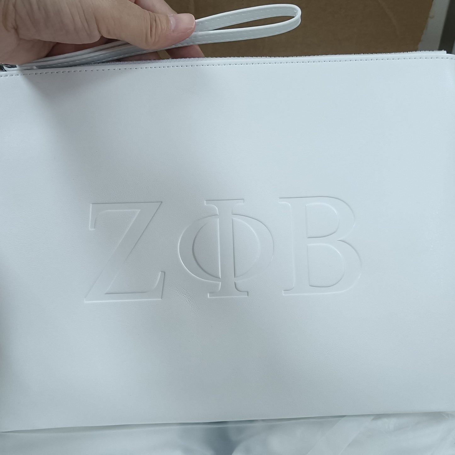 ΖΦΒ Leather Crossbody Clutch