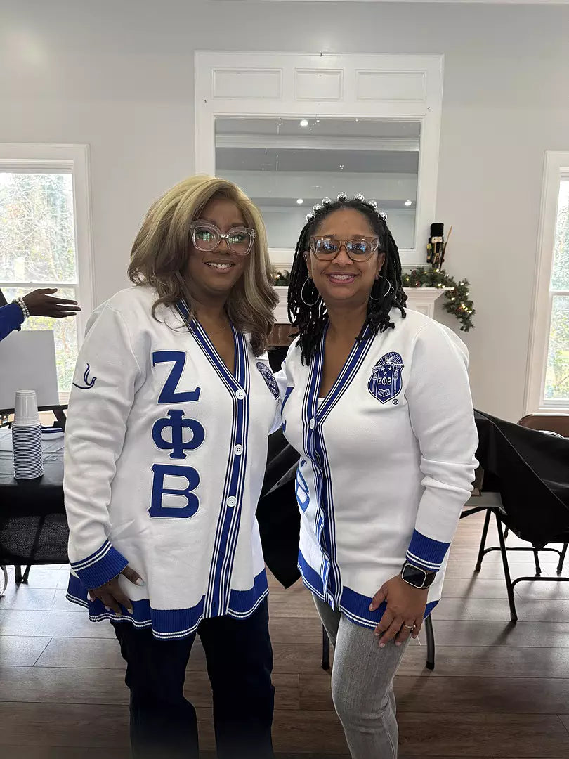 Zeta Phi Beta Varsity Shield Cardigan Sweater