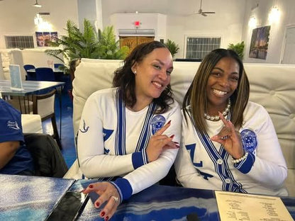 Zeta Phi Beta Varsity Shield Cardigan Sweater
