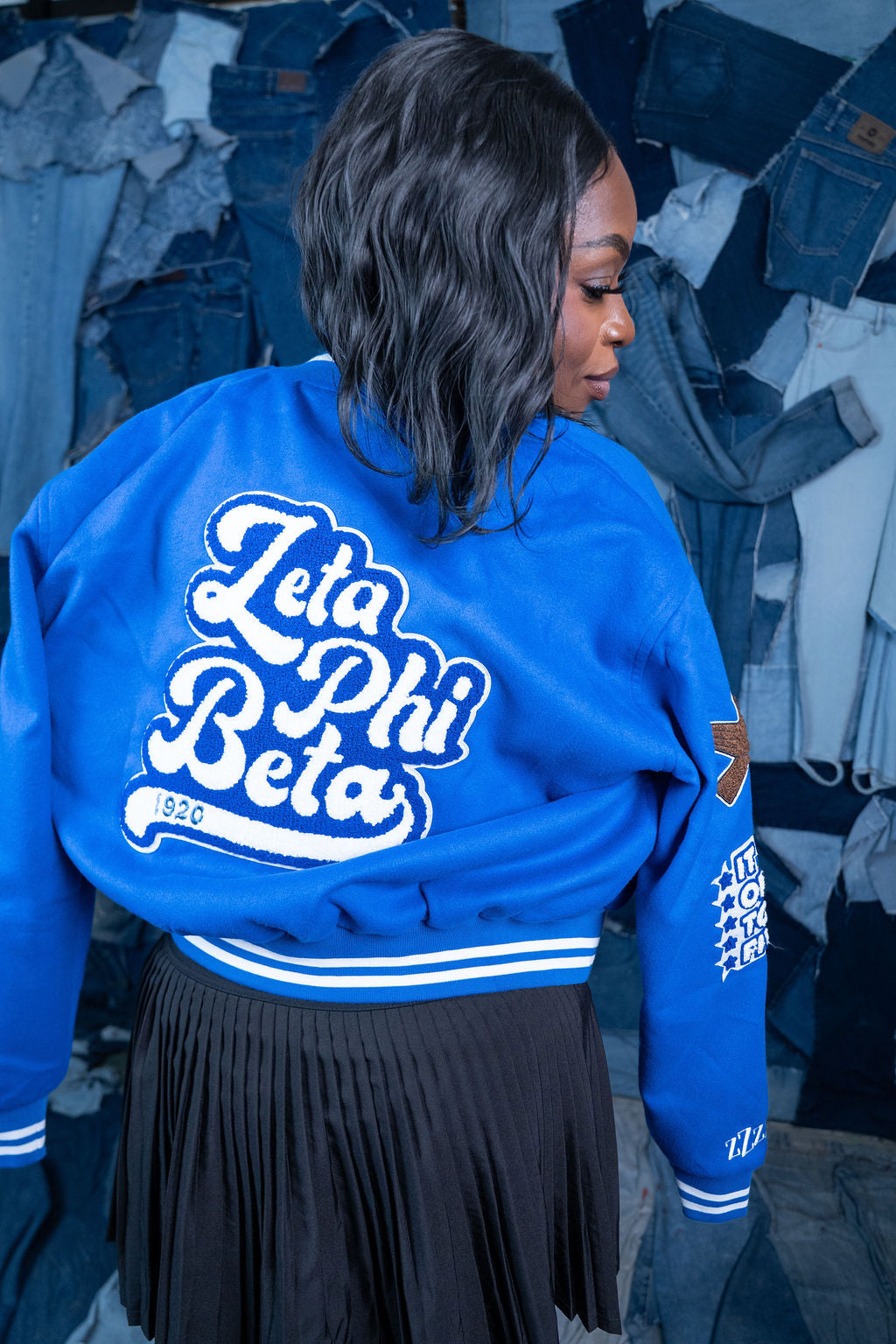 Structured Cropped Varsity Bomber Jacket