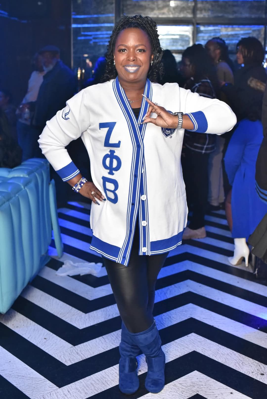 Zeta Phi Beta Varsity Shield Cardigan Sweater