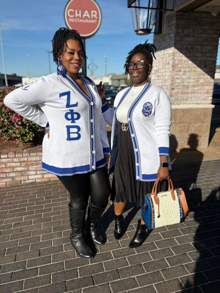 Zeta Phi Beta Varsity Shield Cardigan Sweater