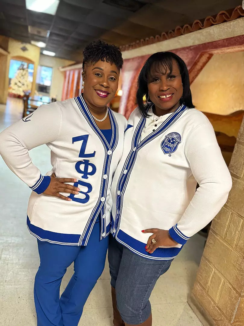 Zeta Phi Beta Varsity Shield Cardigan Sweater