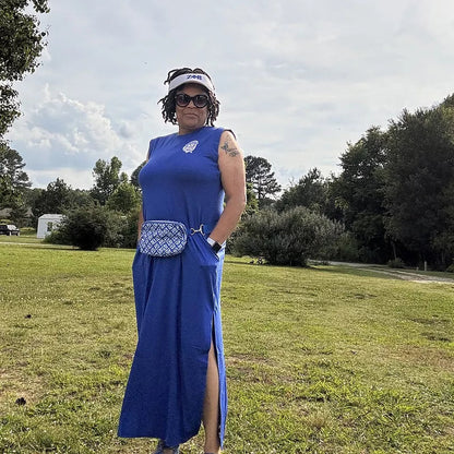 Zeta Shield Cap Sleeve Maxi Dress